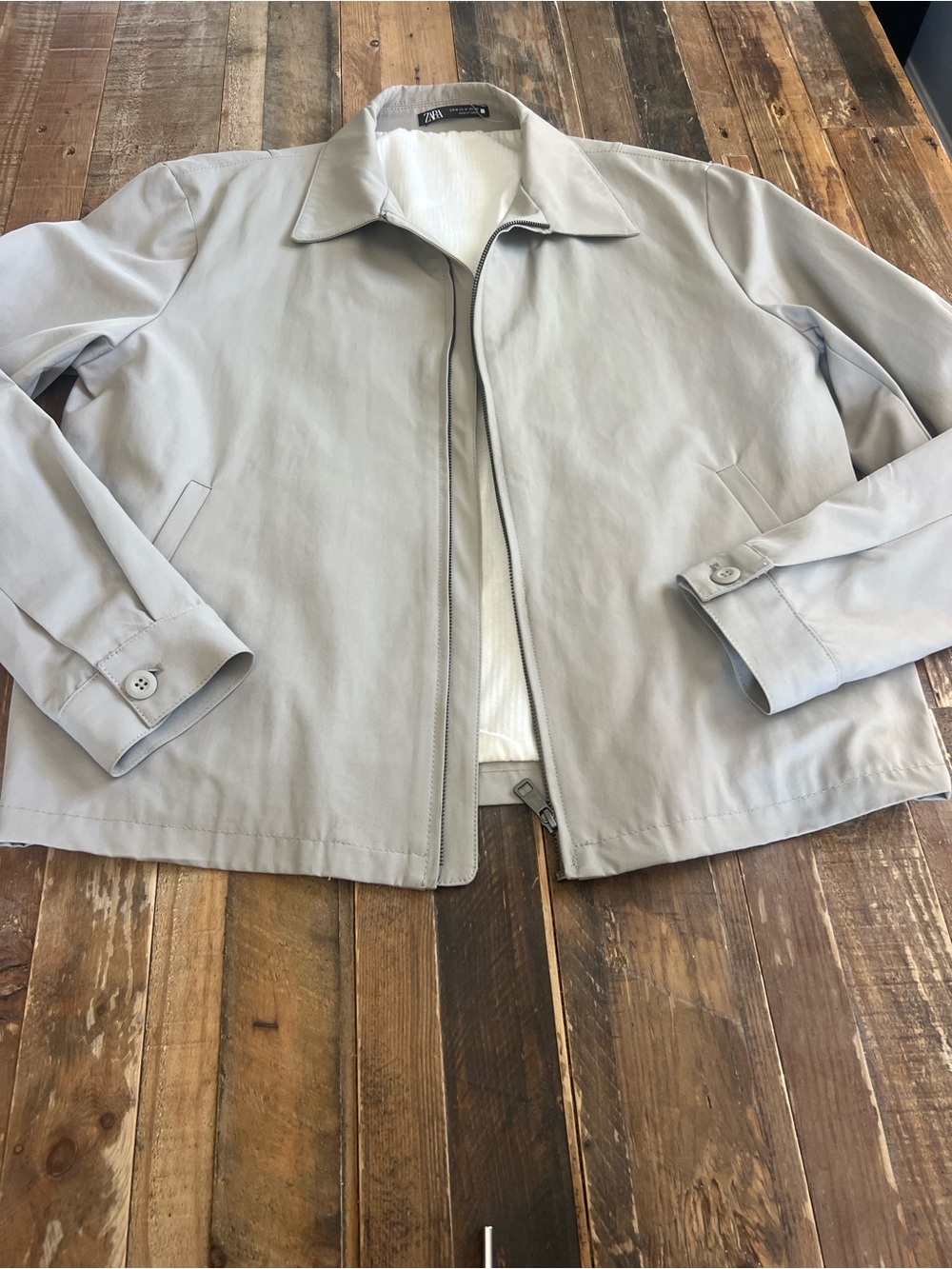 Zara Light Gray Lightweight Shirt Jacket